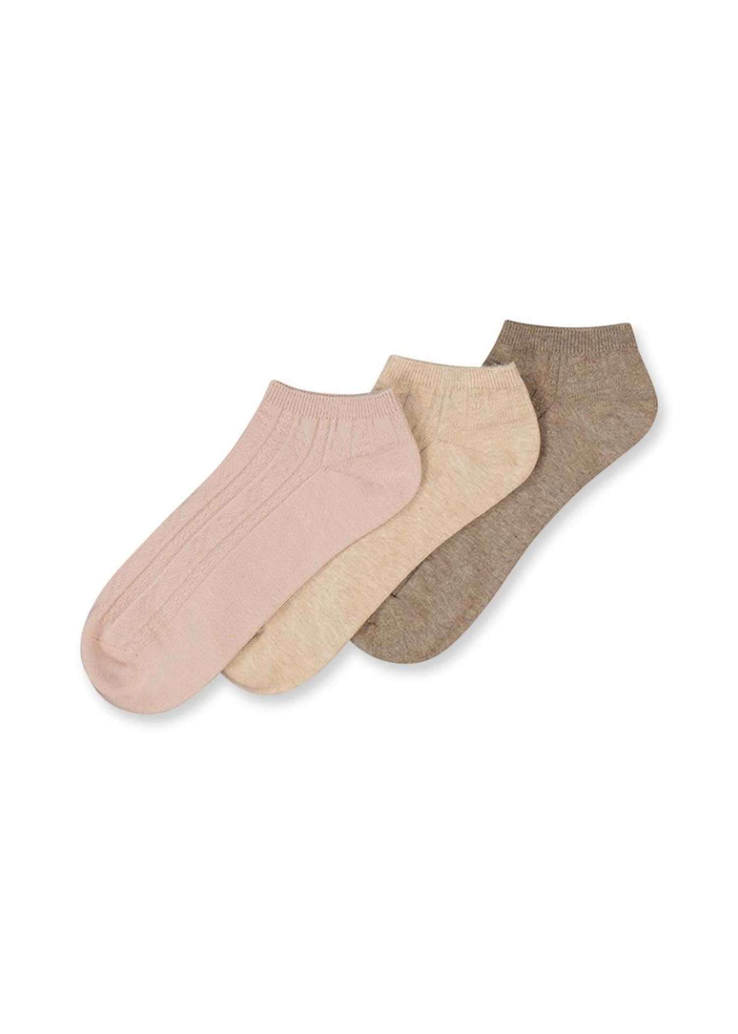 מארז 3 זוגות קרסוליות צמות וריב ללא תפר MIX - לויטקס Levitex