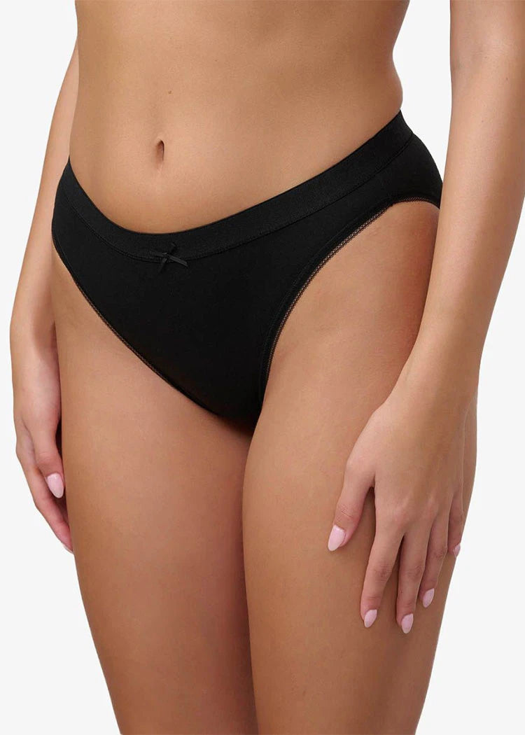 תחתוני כותנה לנשים ביקיני הי-לג שחור פמינה Femina