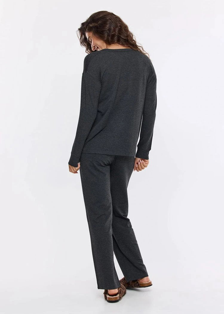 סט פיג’מה נשים הנלי ויסקוזה קרינה אפור כהה אינטימה