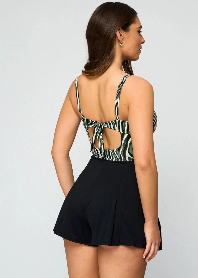 בגד ים אוברול הדפס פסים צבעוניים/שחור - לויטקס Levitex