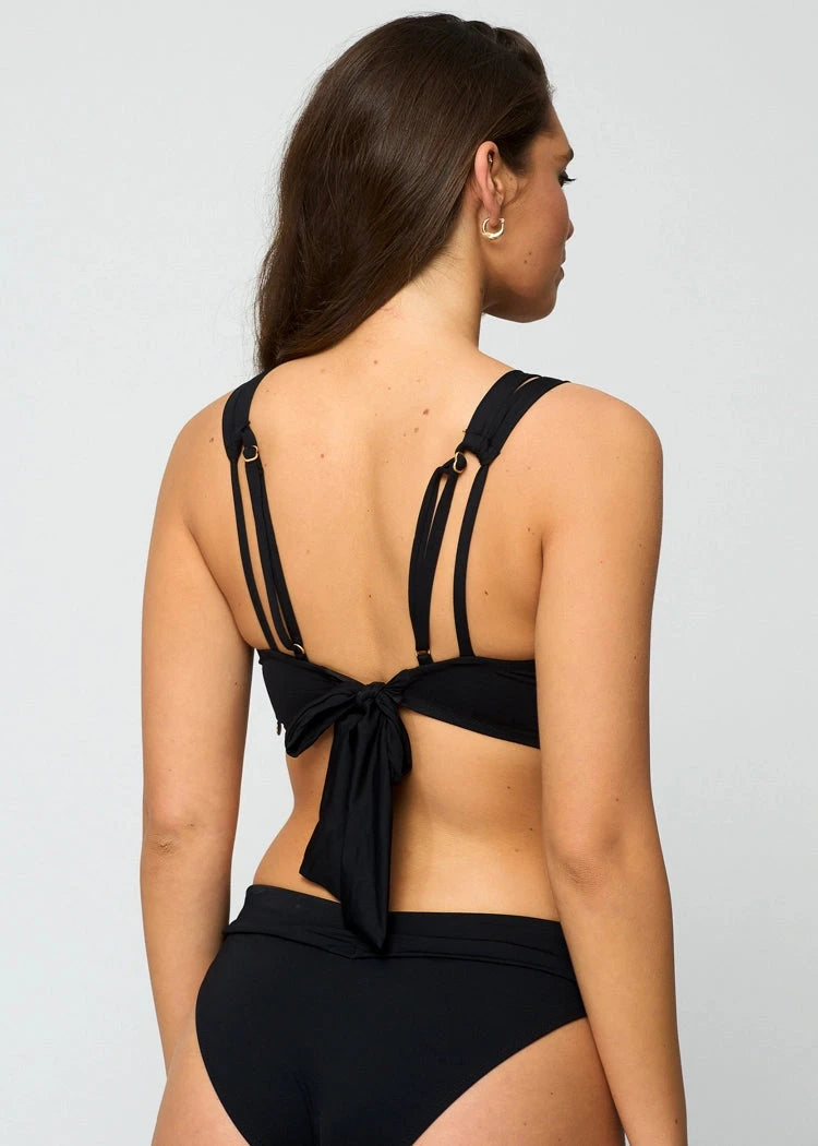 טופ ביקיני מחשוף וי שחור - לויטקס Levitex