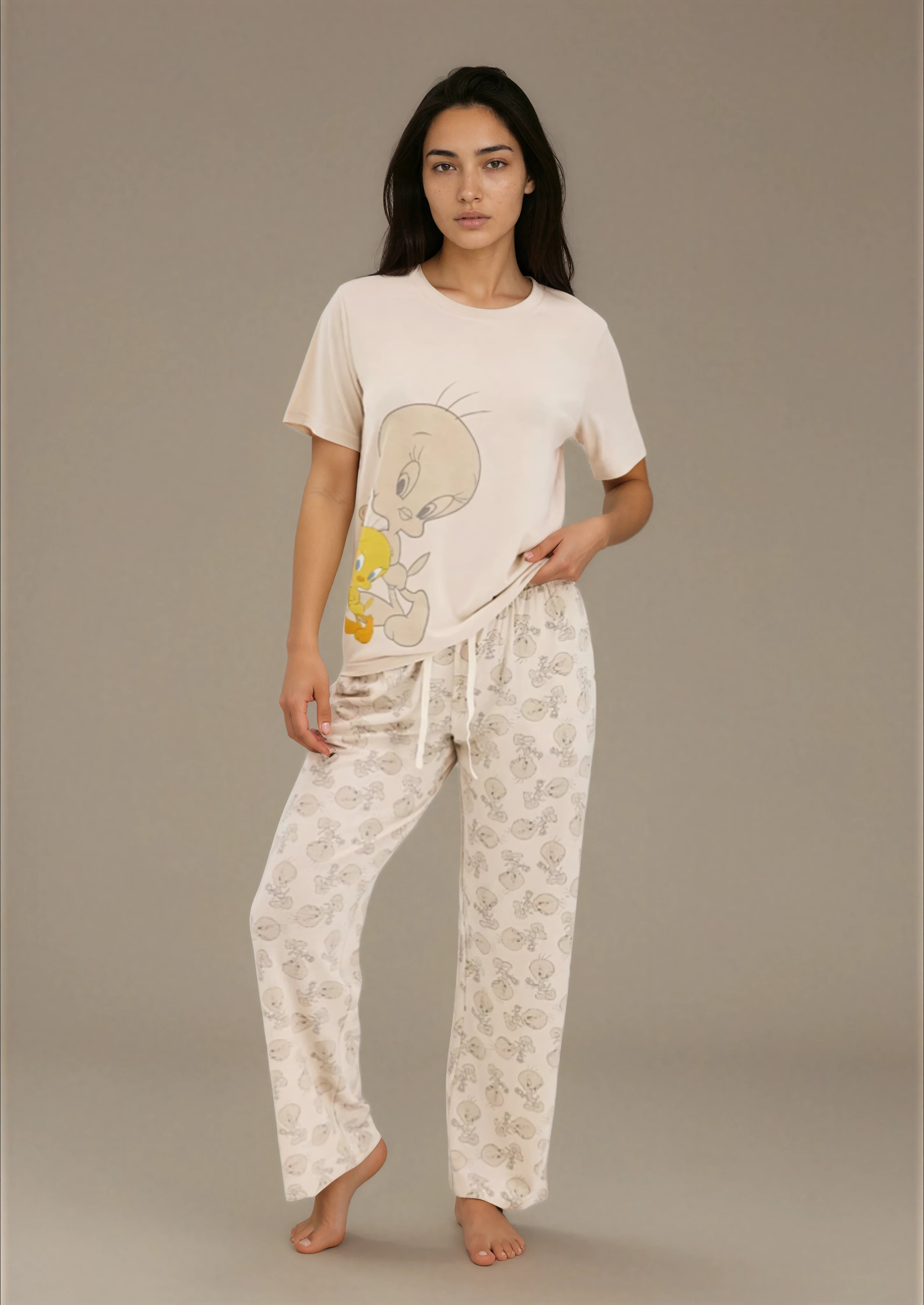 סט פיג'מה בשילוב ויסקוזה קפוצ'ינו אינטימה