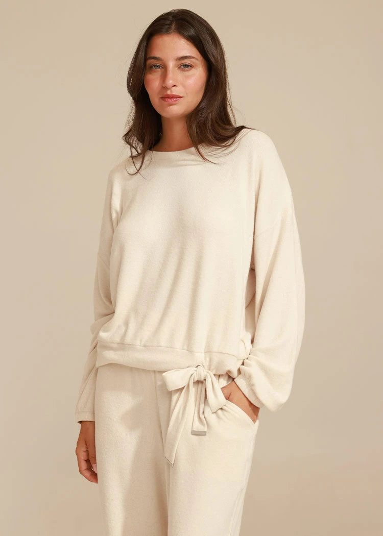 סט סריג רך טופ בלוזון ומכנס ג’וגר OFF WHITE Femina