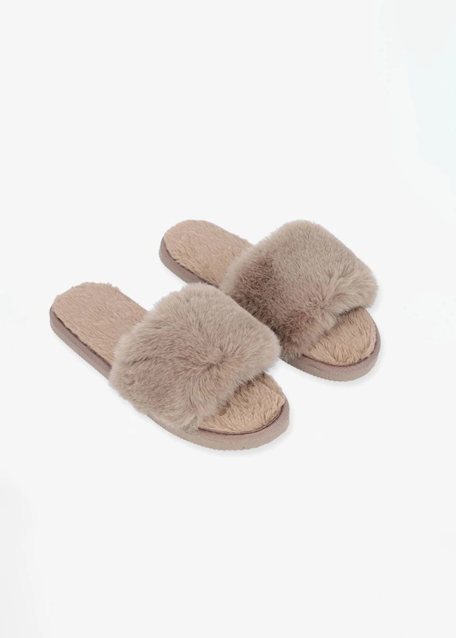 נעל בית פתוחה מאחור שילוב פרווה קפה - לויטקס Levitex