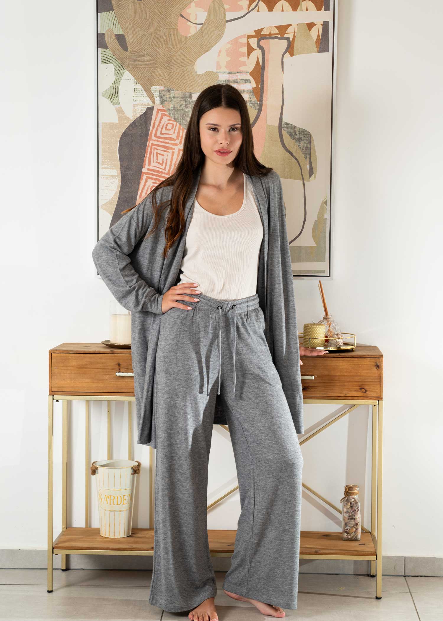 עליונית שרוול ארוך עם כיסים אפור - לויטקס Levitex