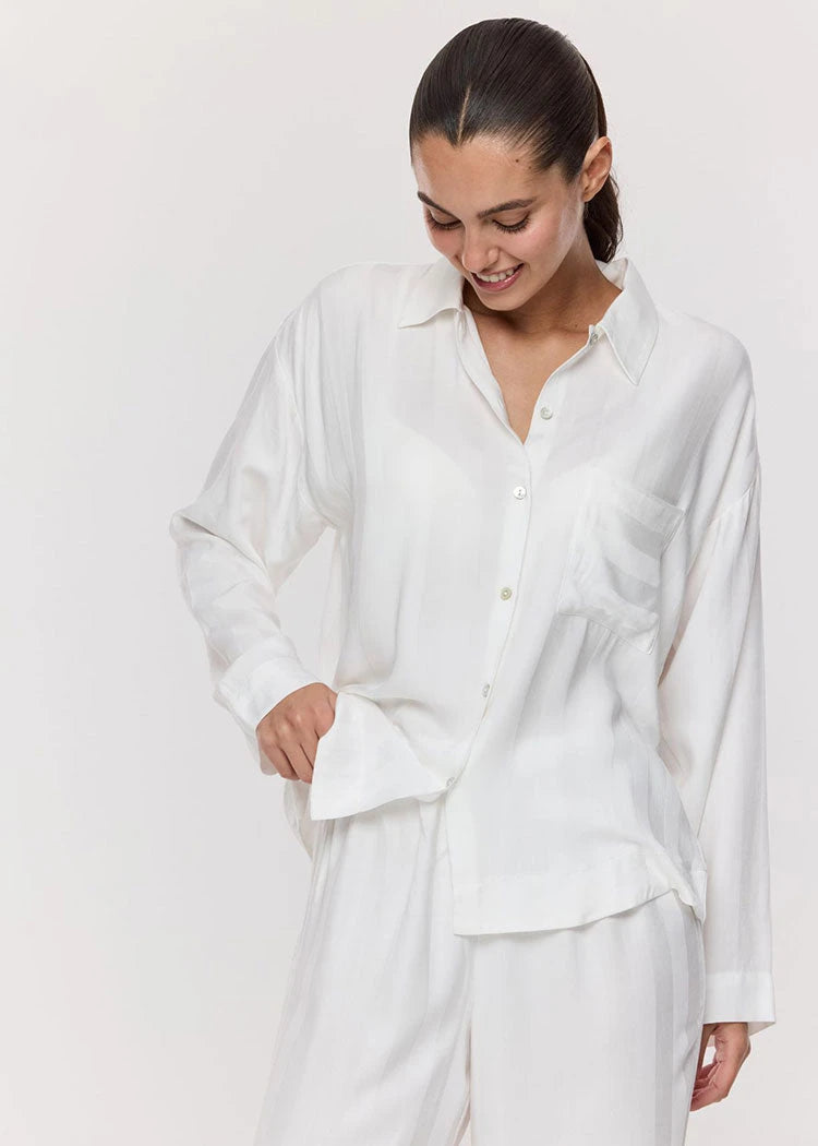 סט פיג’מה נשים מכופתרת ג’קארד שמנת אינטימה