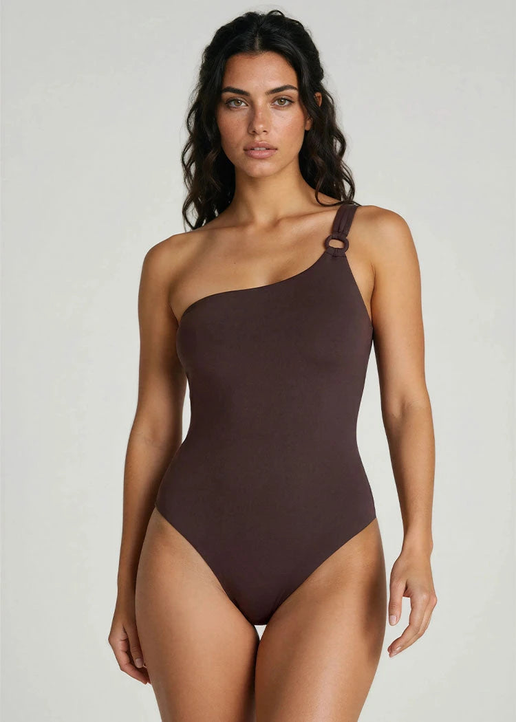 בגד ים שלם מחטב כתף אחת טבעת חום Levitex