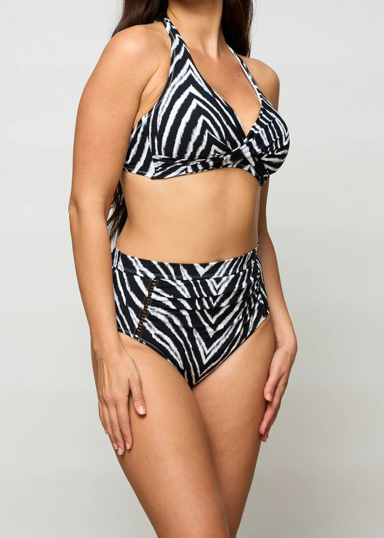 תחתון בגד ים גבוה שחור/לבן - לויטקס Levitex