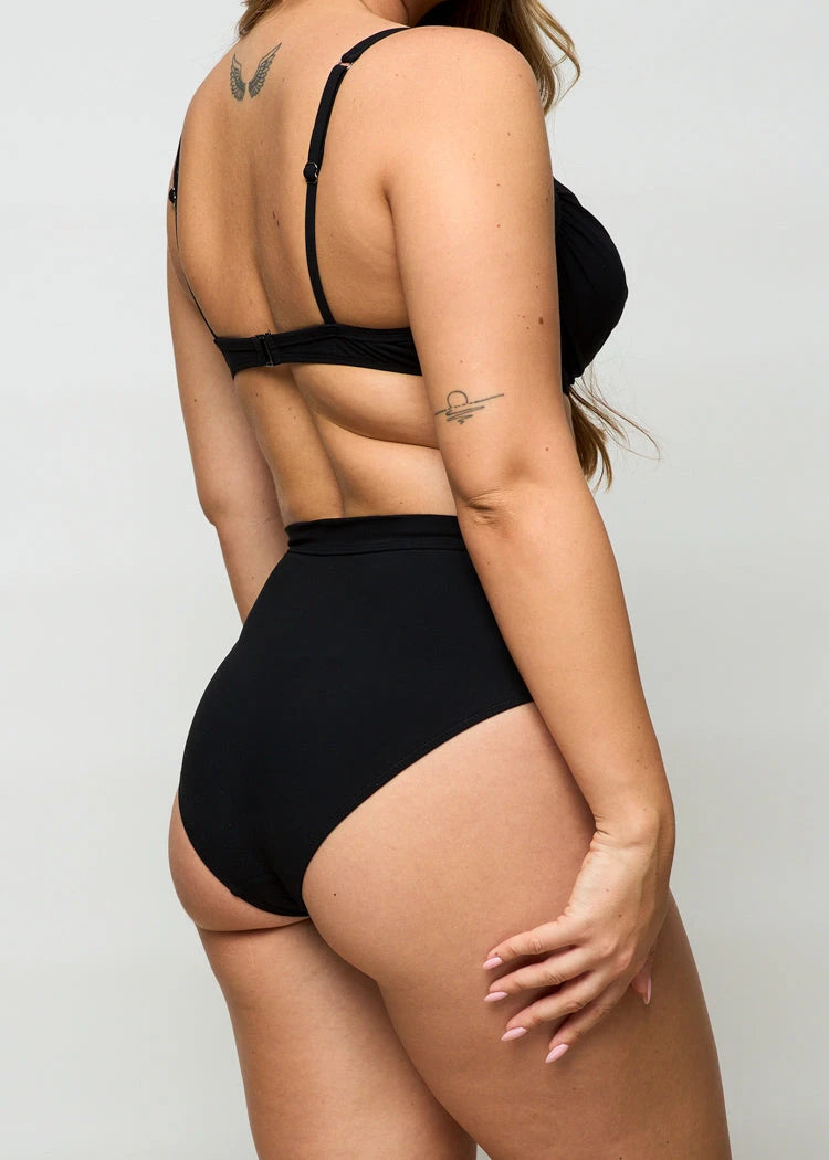 תחתון בגד ים גבוה שחור - לויטקס Levitex