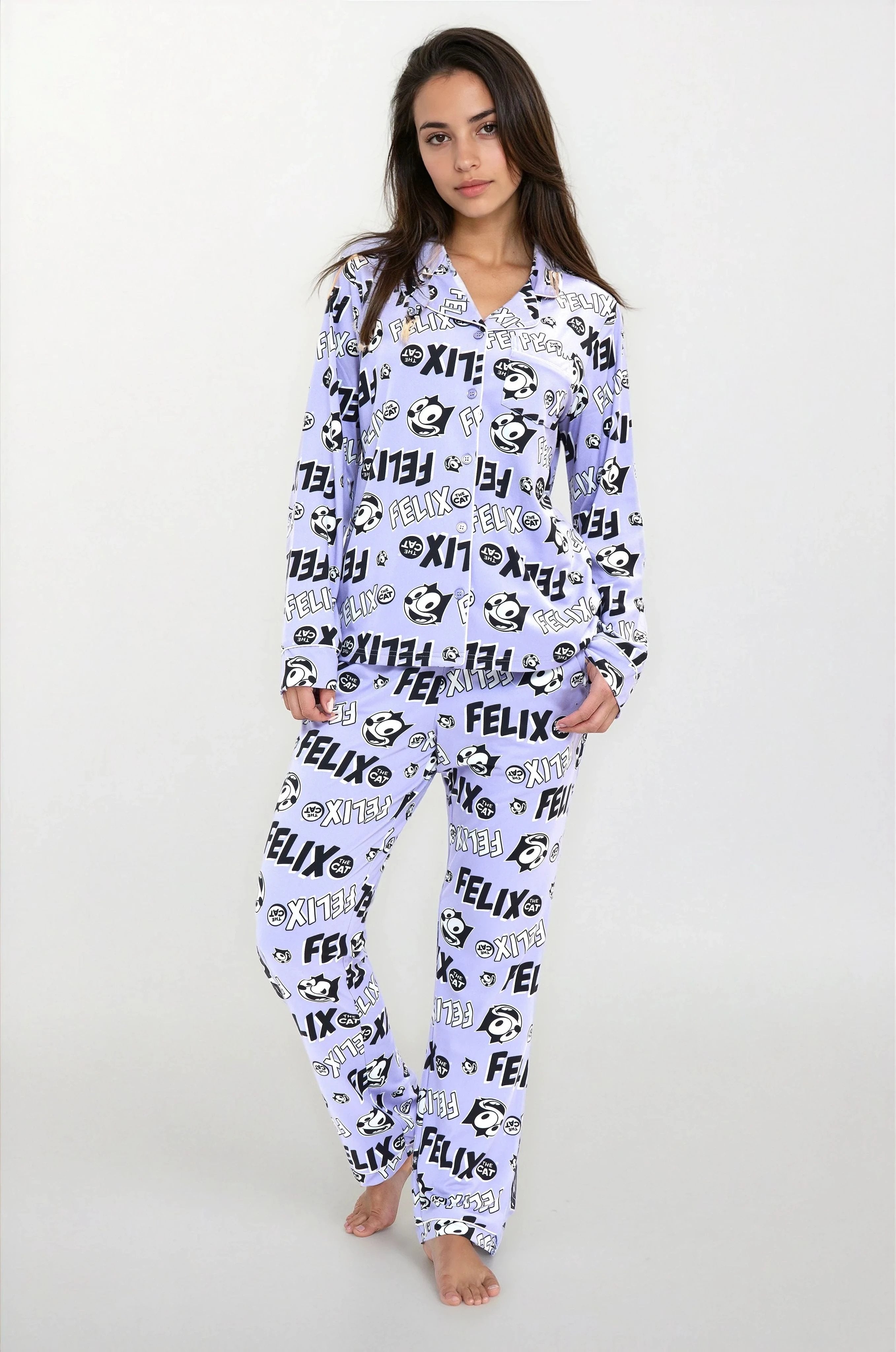 פיג'מה נשים יאמי כפתורים FELIX  סגול אופק חול ים