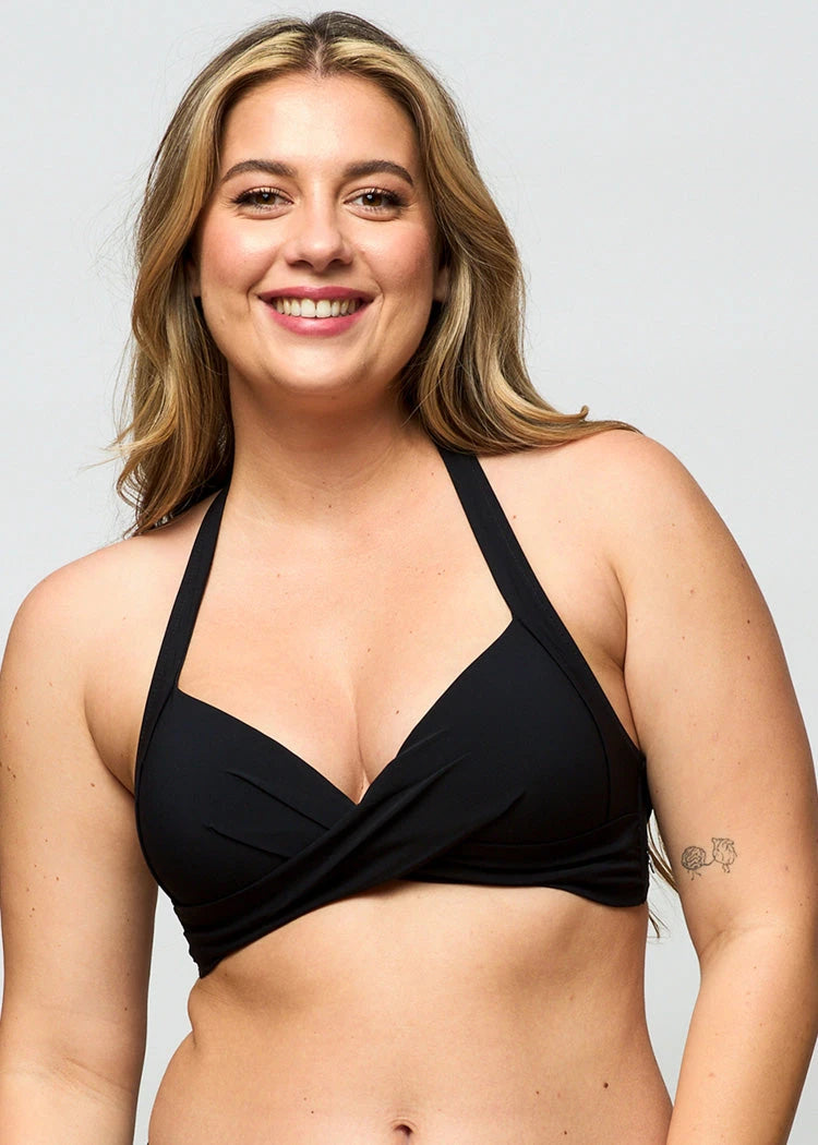 טופ ביקיני מעטפה מרופד שחור - לויטקס Levitex