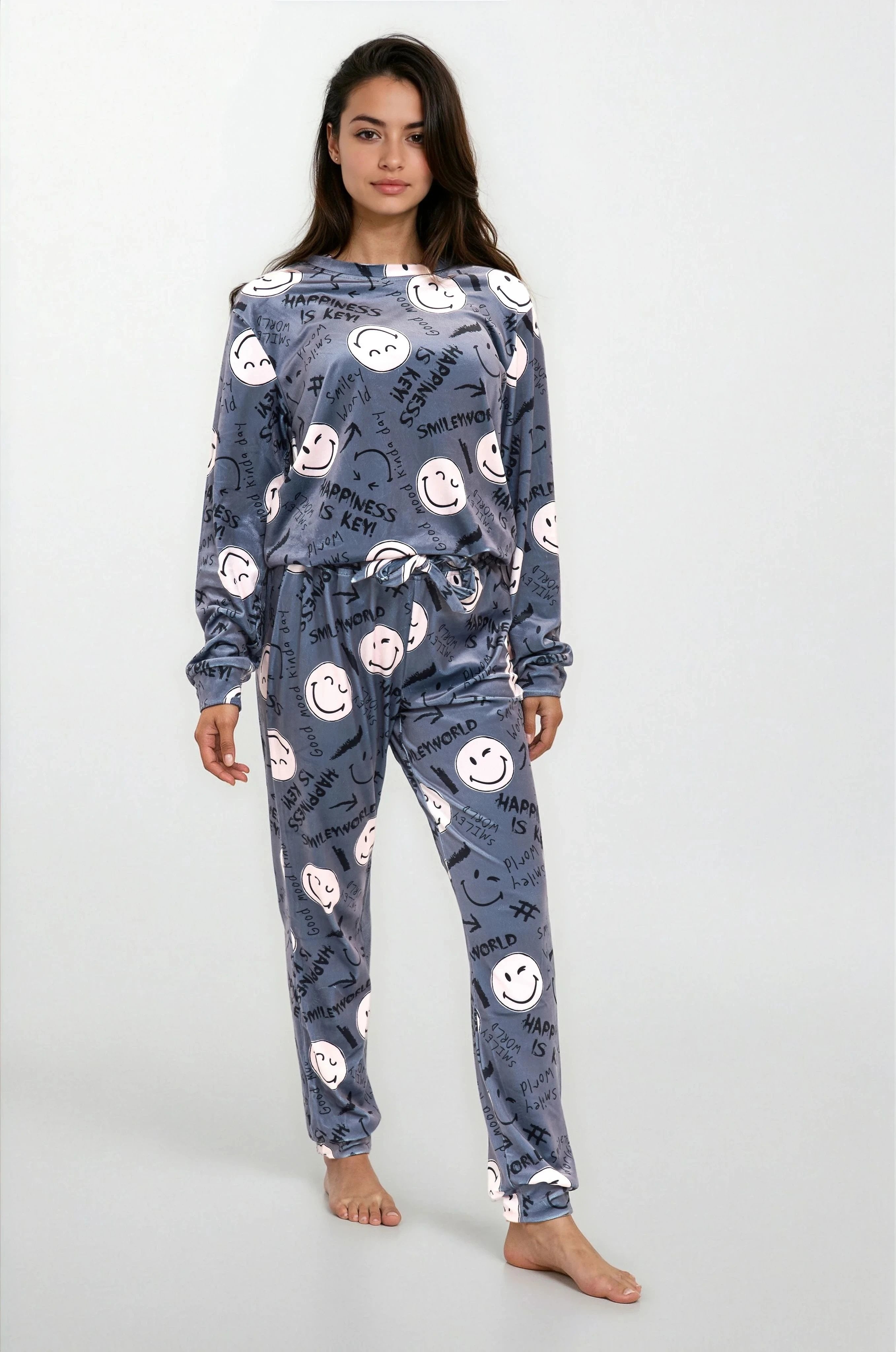 פיג'מה נשים סופטי ניקי SMILEY סגול אופק חול ים