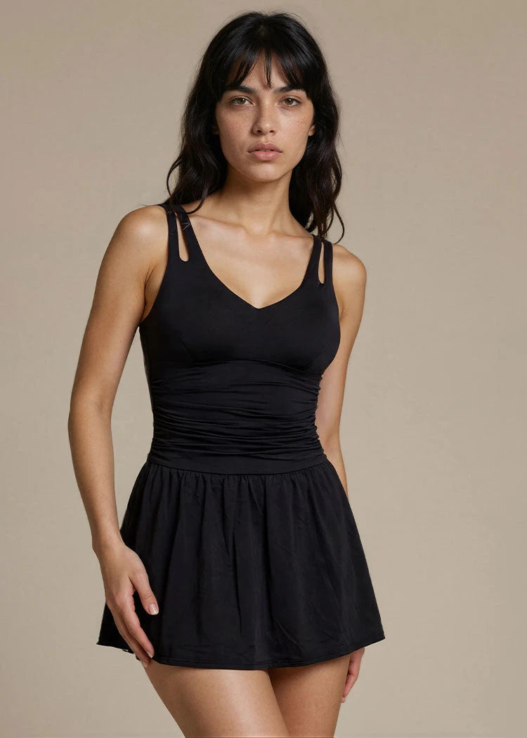 בגד ים שמלה מחטב שחור Levitex-Swimwear