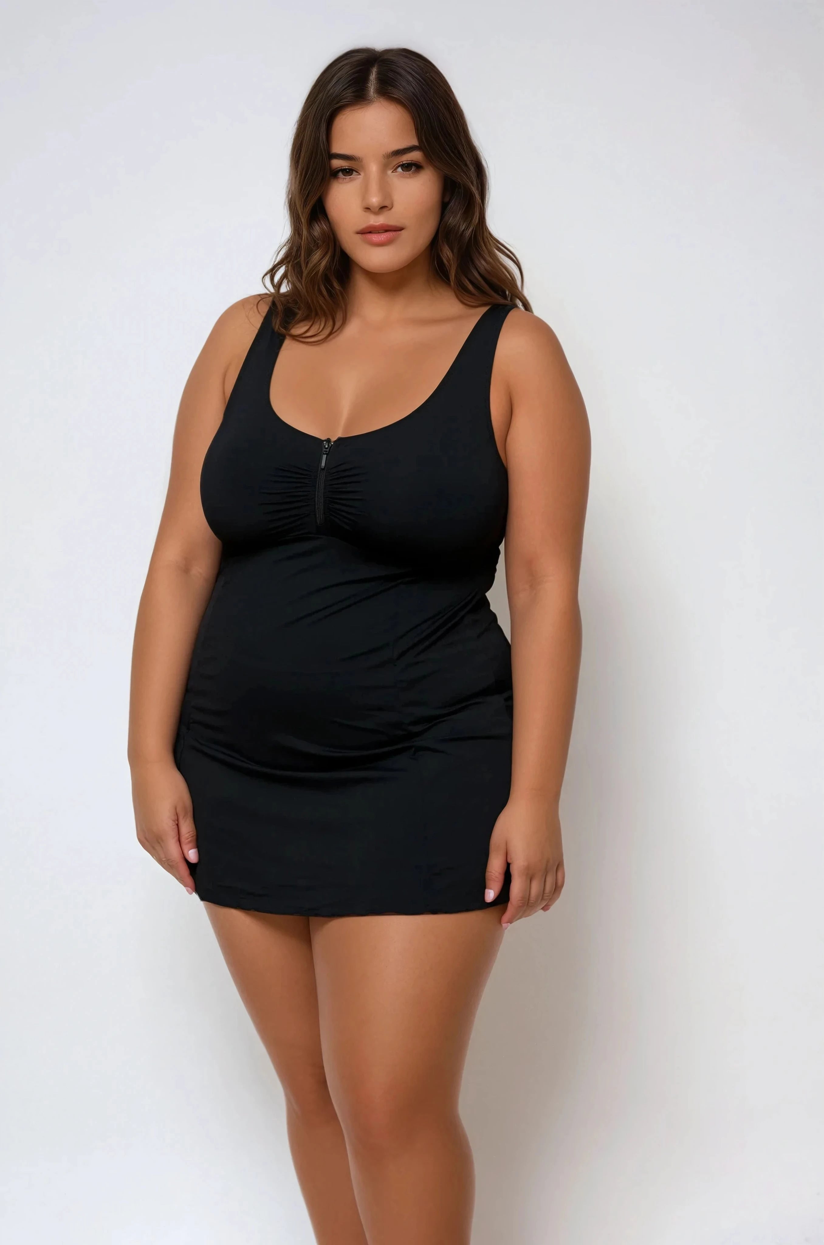 בגד ים שמלה מחטב רוכסן שחור Levitex-Swimwear