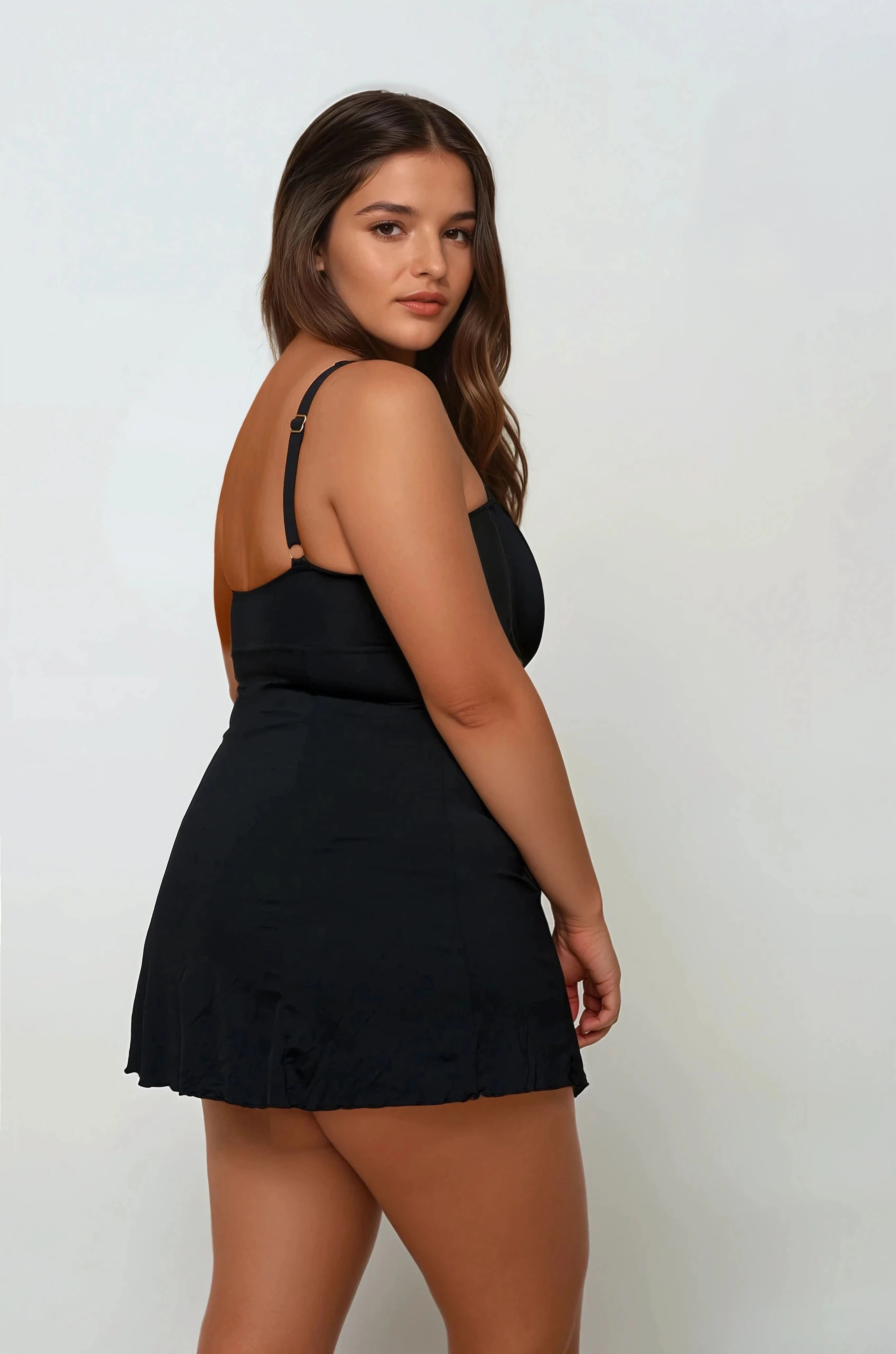 בגד ים שמלה מחטב רוכסן שחור Levitex-Swimwear