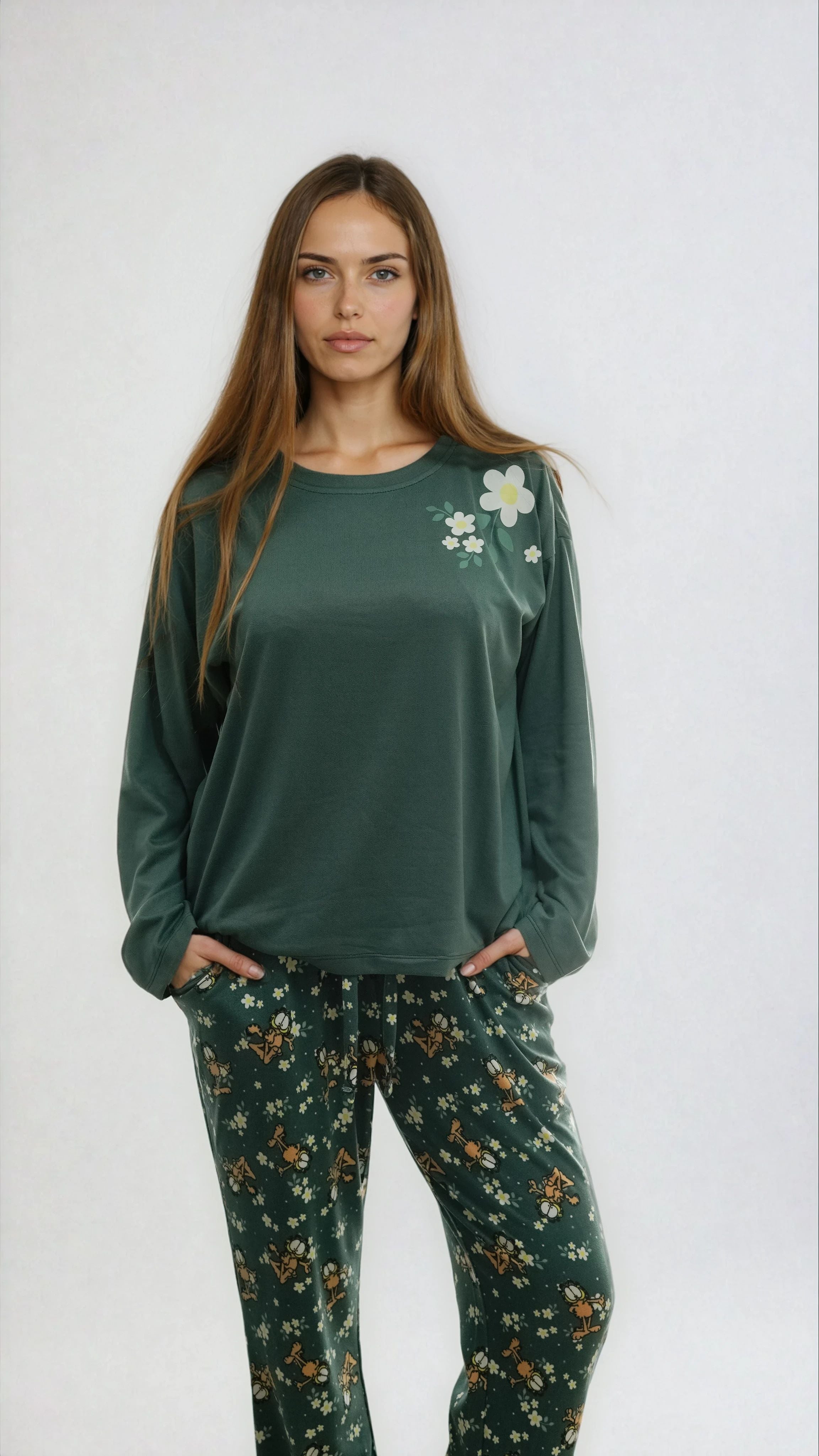 פיג'מה נשים ניקי האצ'י GARFIELD ירוק אופק חול ים