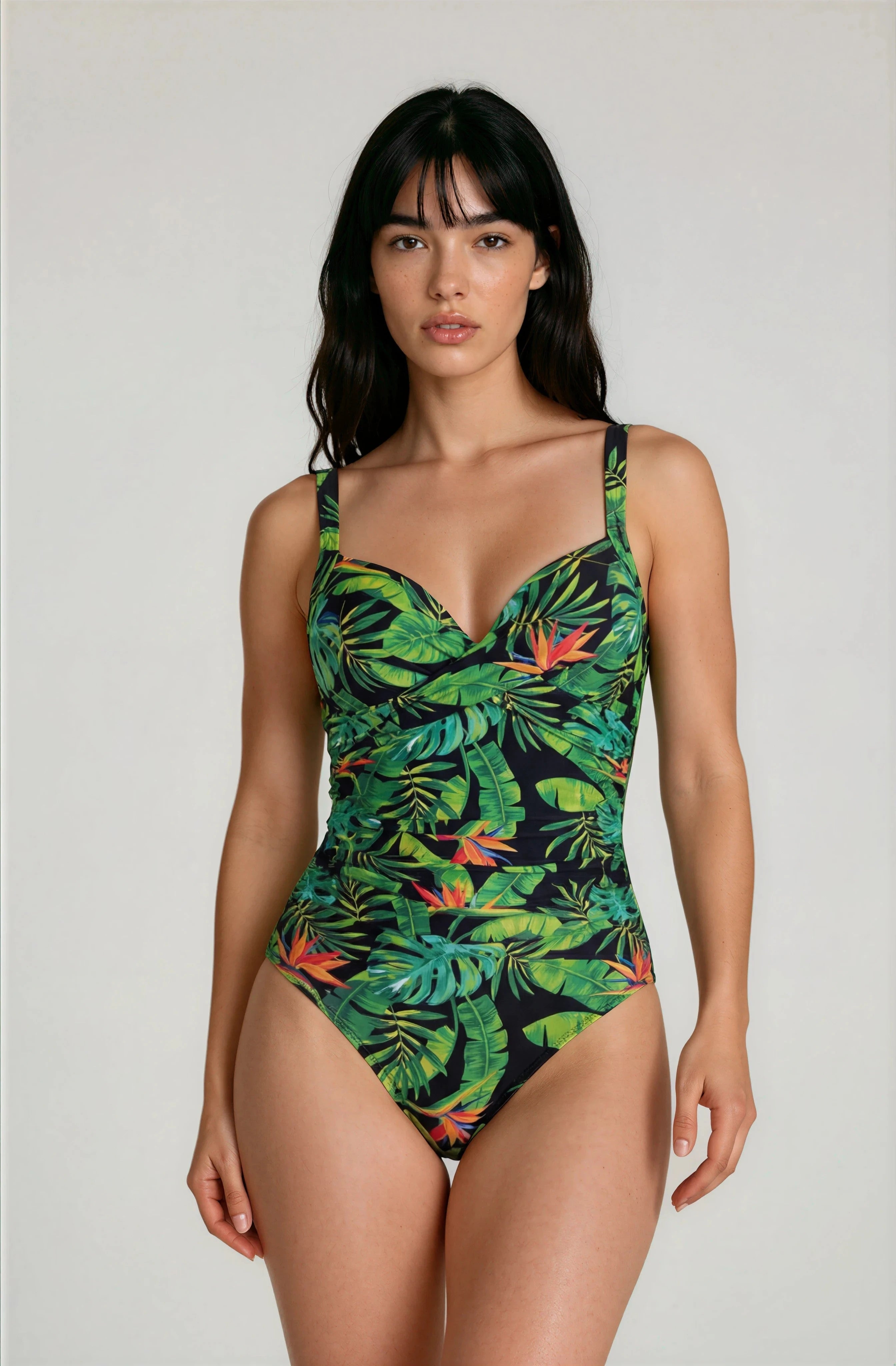 בגד ים שלם מחטב מעטפה מרופדת קשירה בגב הדפס טרופי לויטקס Levitex