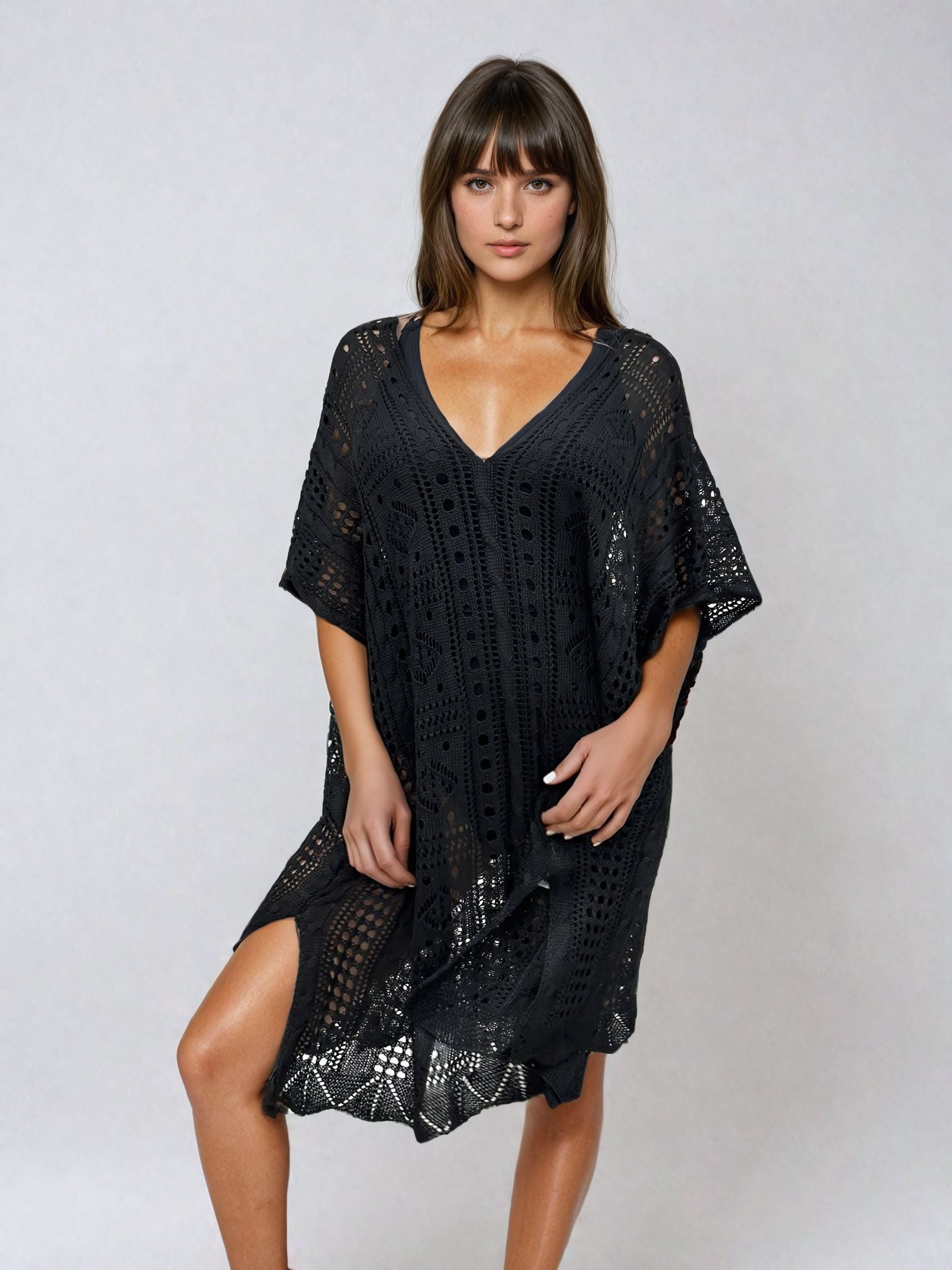 שמלת חוף רשת שחור - לויטקס Levitex