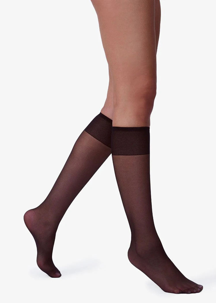 מארז 2 זוגות גרבי ברך עם מכפלת נוחות 20 דנייר שחור Femina