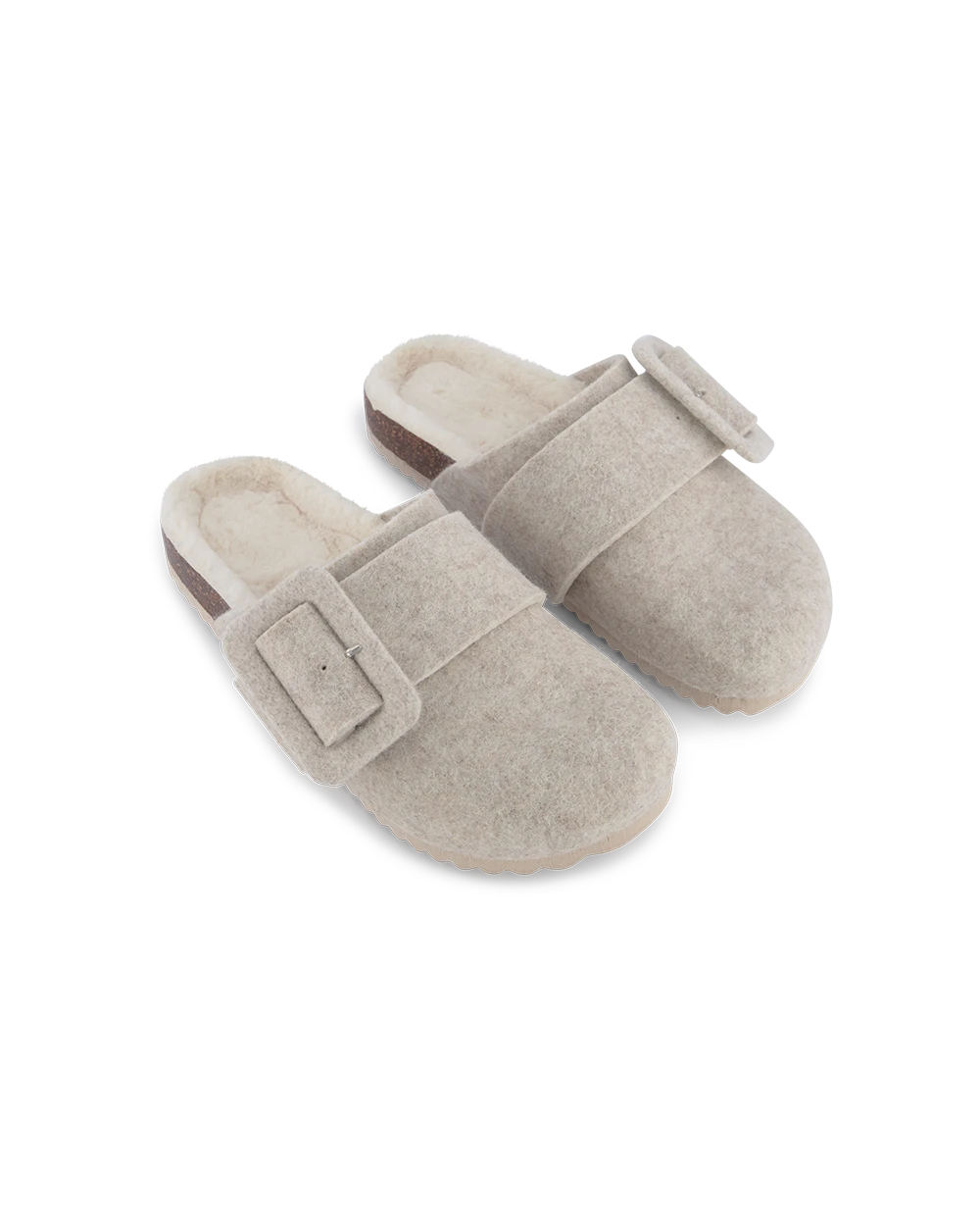 נעל בית סגורה מבד לבד עם אבזם ופרווה פנימית נטורל - לויטקס Levitex