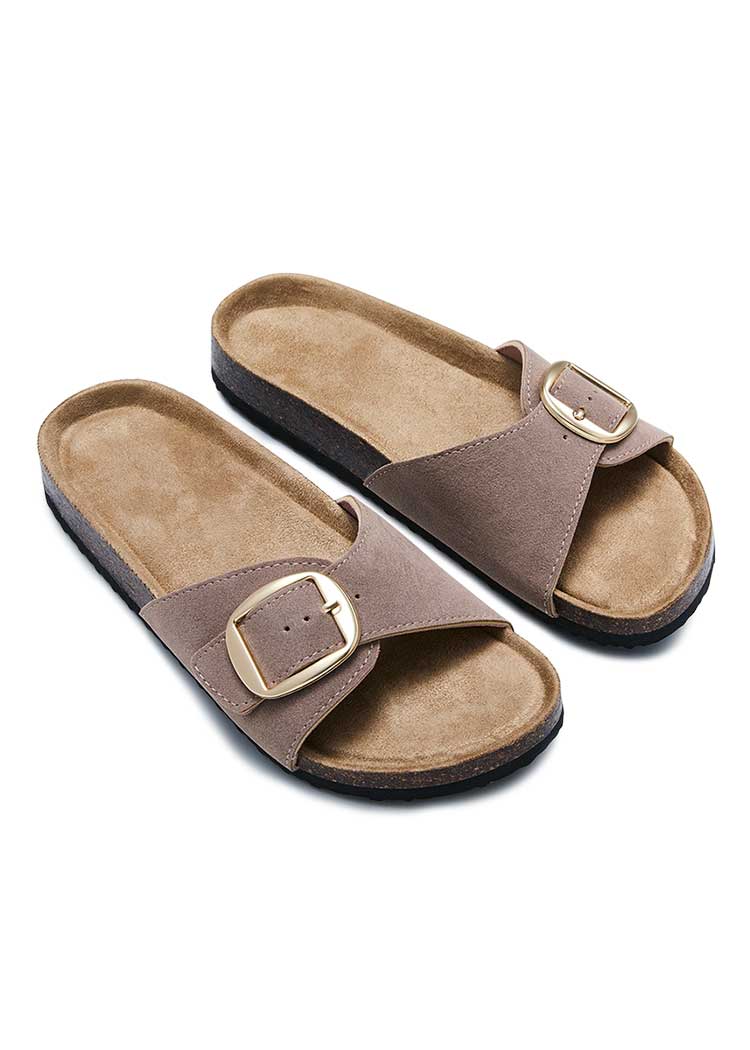 כפכפי זמש עם אבזם זהב ורוד Femina