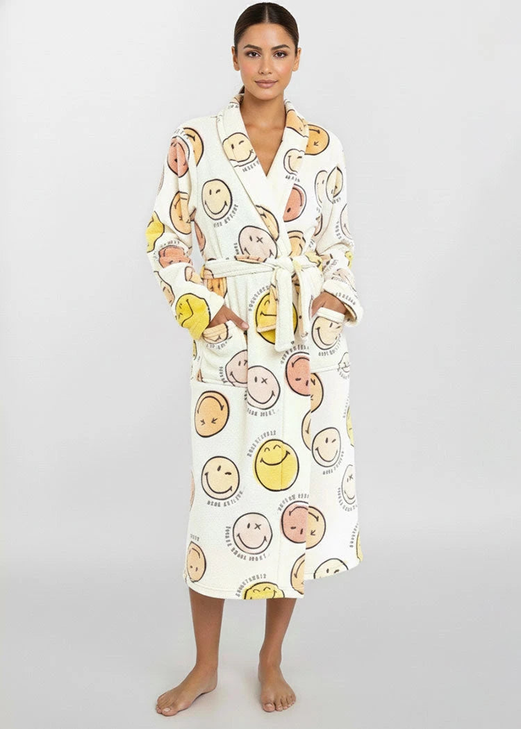 חלוק נשים פלנל פליז SMILEY שמנת