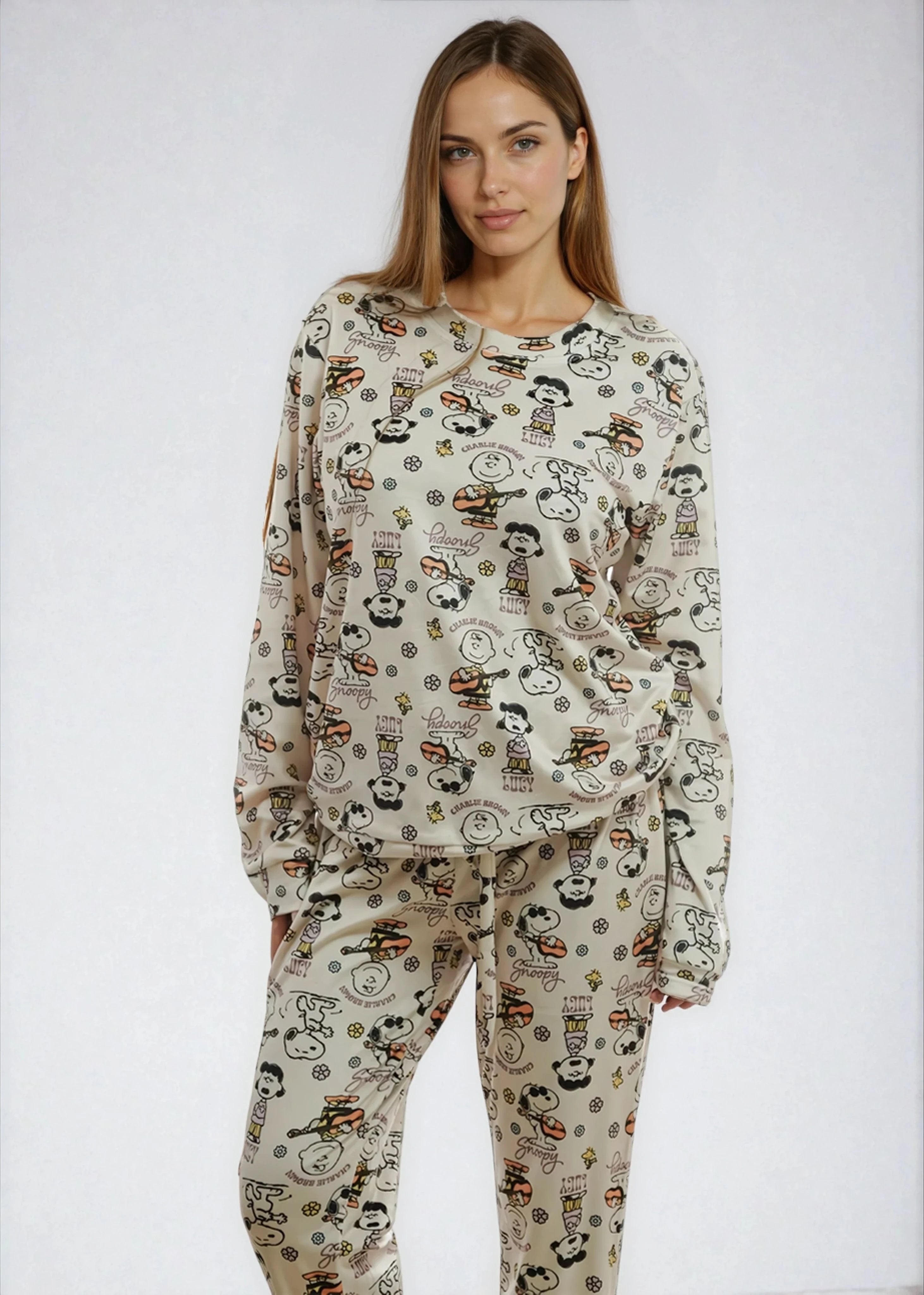 פיג'מה נשים סופטי ניקי SNOOPY גיטרה פנינה אופק חול ים