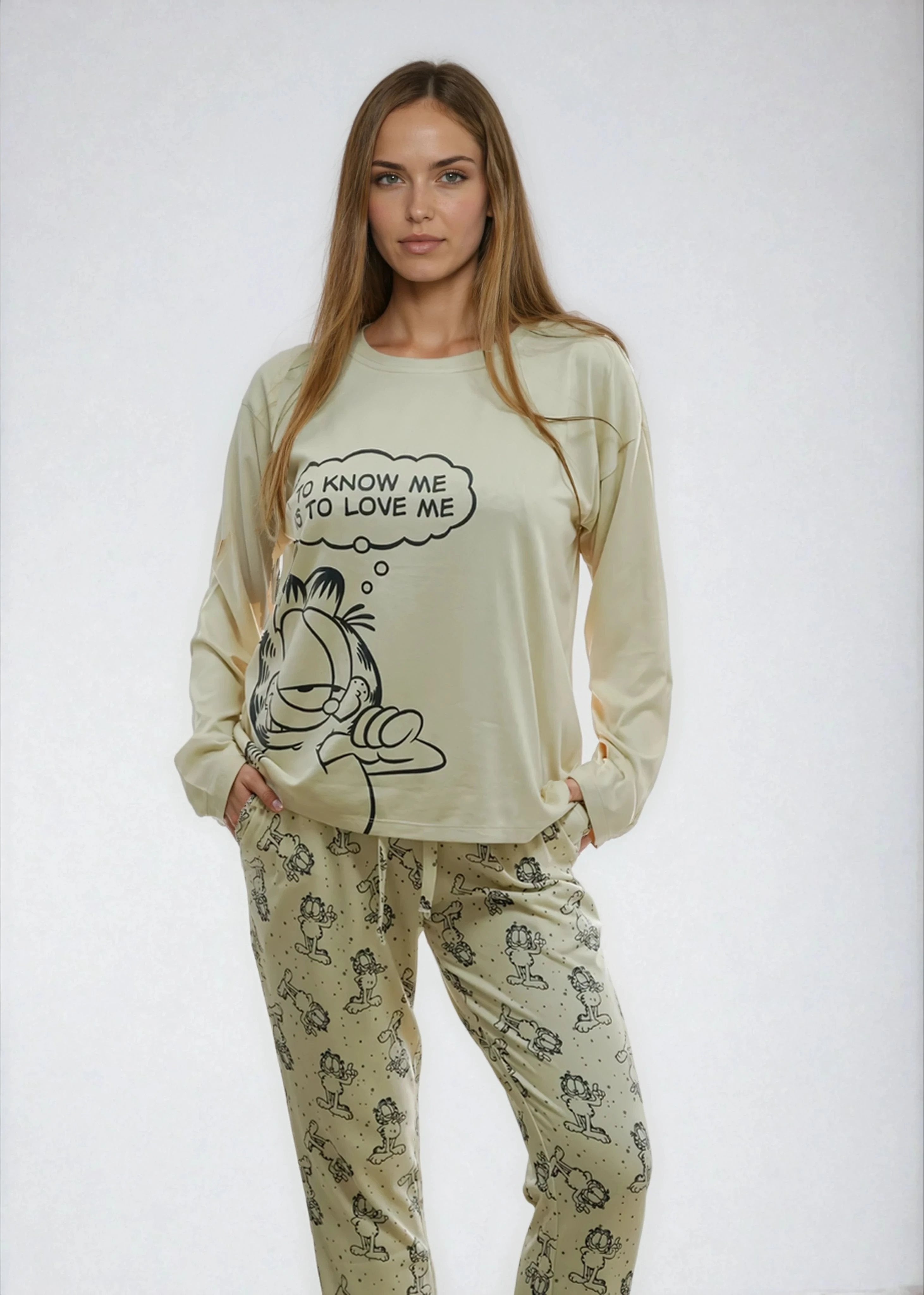 פיג'מה נשים ניקי האצ'י GARFIELD שמנת אופק חול ים