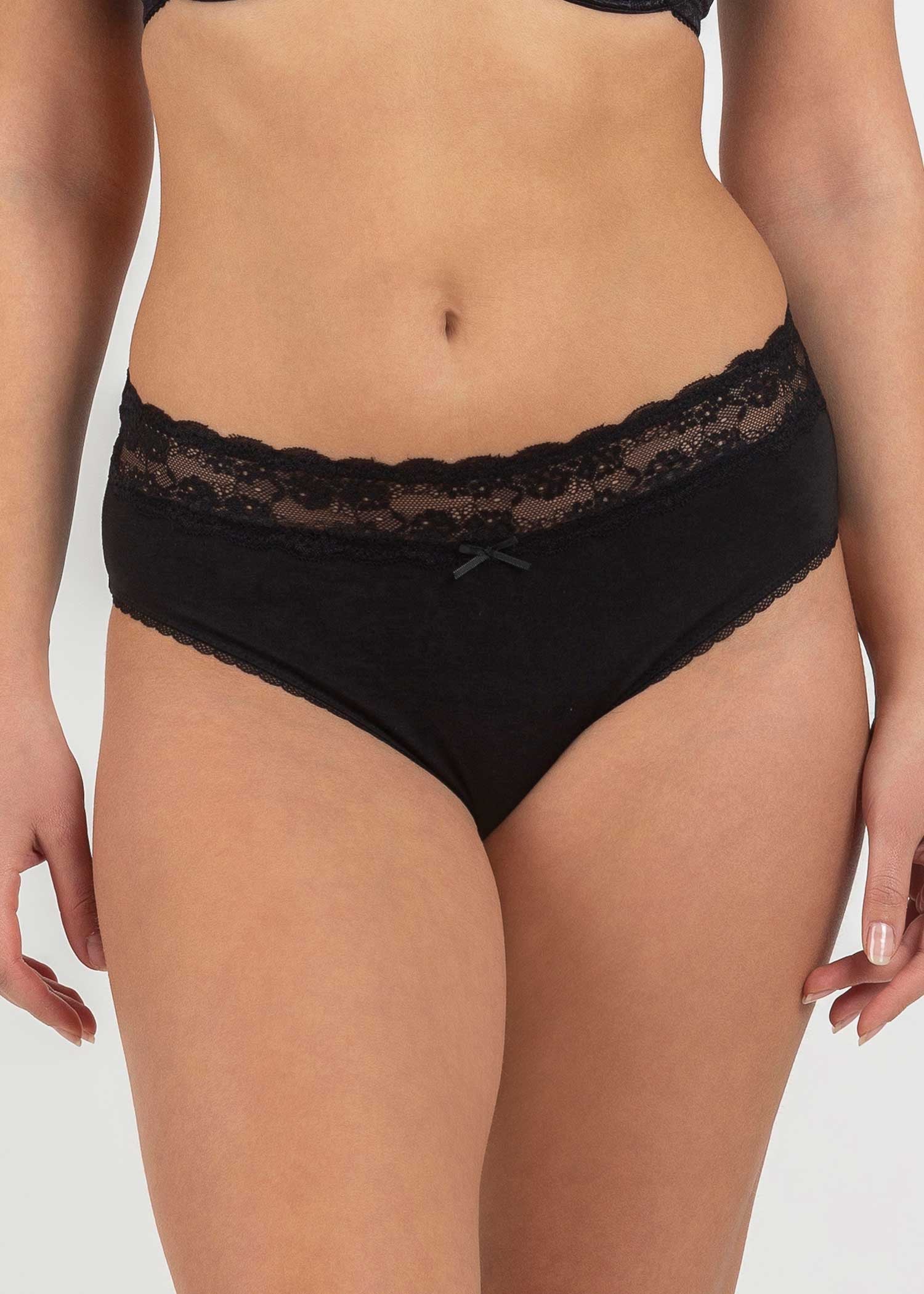 תחתוני כותנה לנשים מידי שחור פמינה - לויטקס Levitex