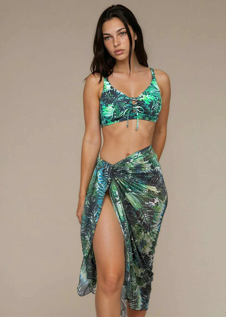 פראו שיפון ארוך קשירה הדפס ג'ונגל