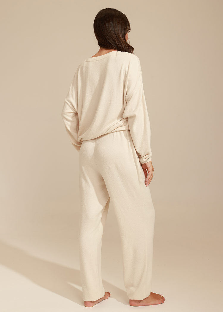 סט סריג רך טופ בלוזון ומכנס ג’וגר OFF WHITE
