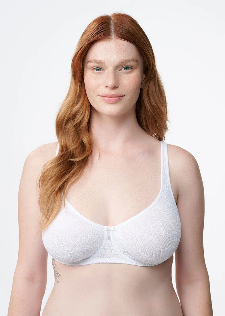 חזייה ללא ריפוד עם ברזלים מבד תחרה אלסטית במיוחד שנהב Femina