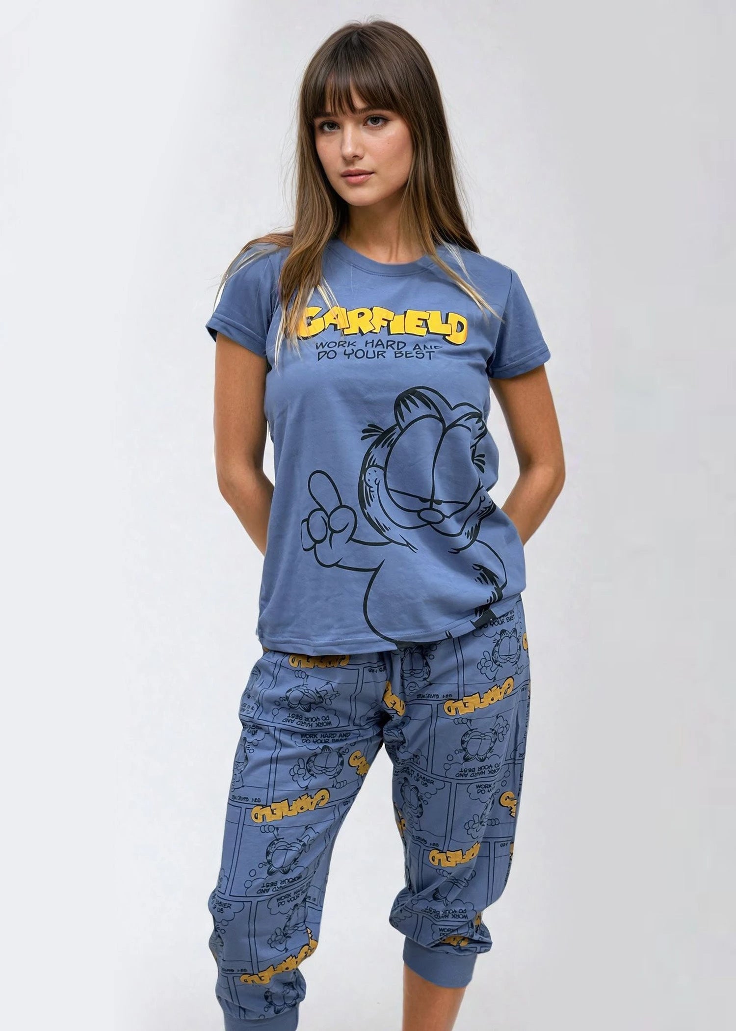 ח. פנאי כותנה שרוול קצר מכנס 3/4 גארפילד  jeans - לויטקס Levitex