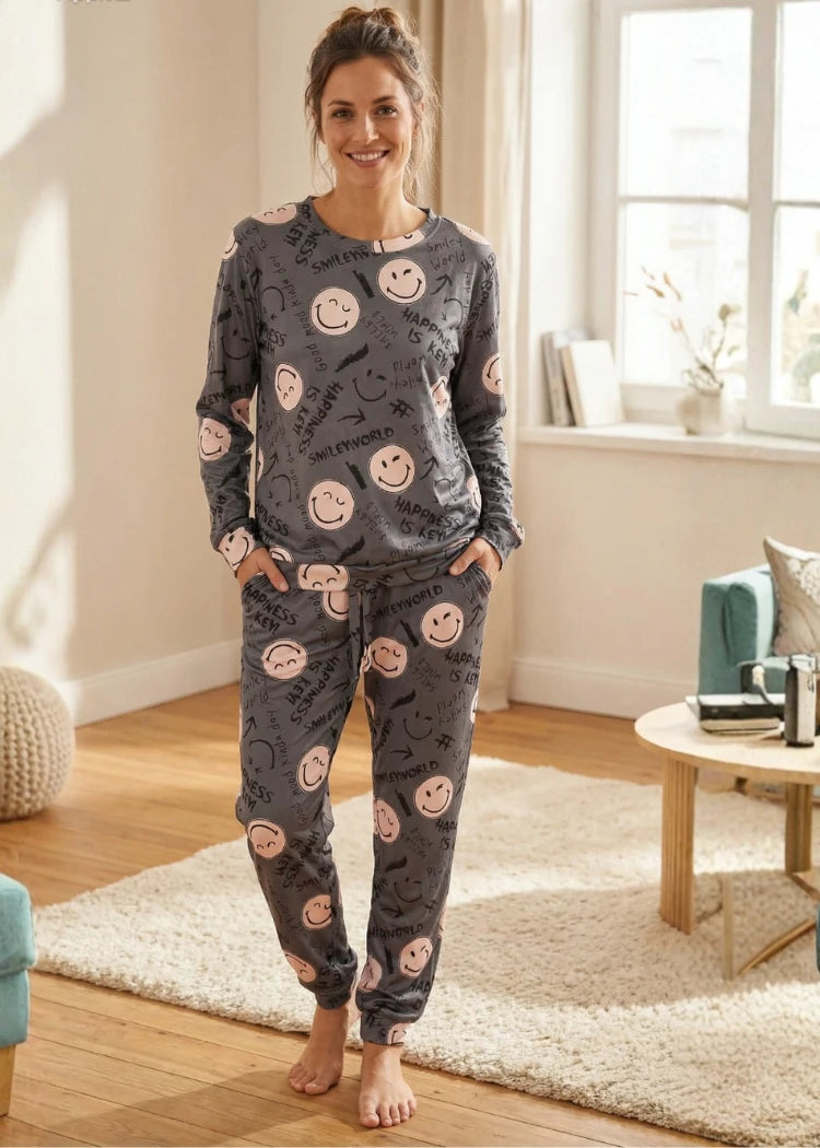 פיג'מה נשים סופטי ניקי SMILEY שזיף